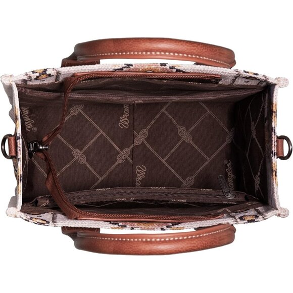 Women White Canvas Cotton Western Shoulder Purses Bohol Aztec Satchel Handbags - Picture 4 of 6